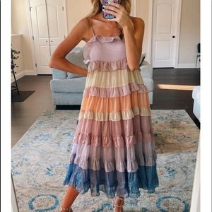 Whimsically Radiant Ruffle Midi Dress
